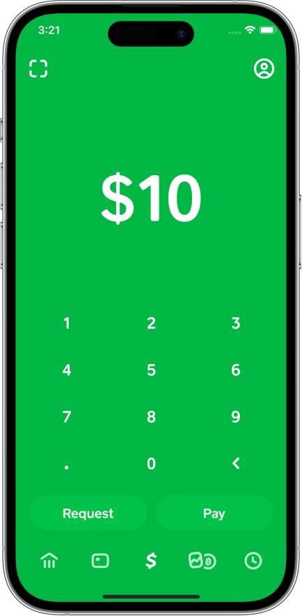 A screenshot of the CashApp homescreen